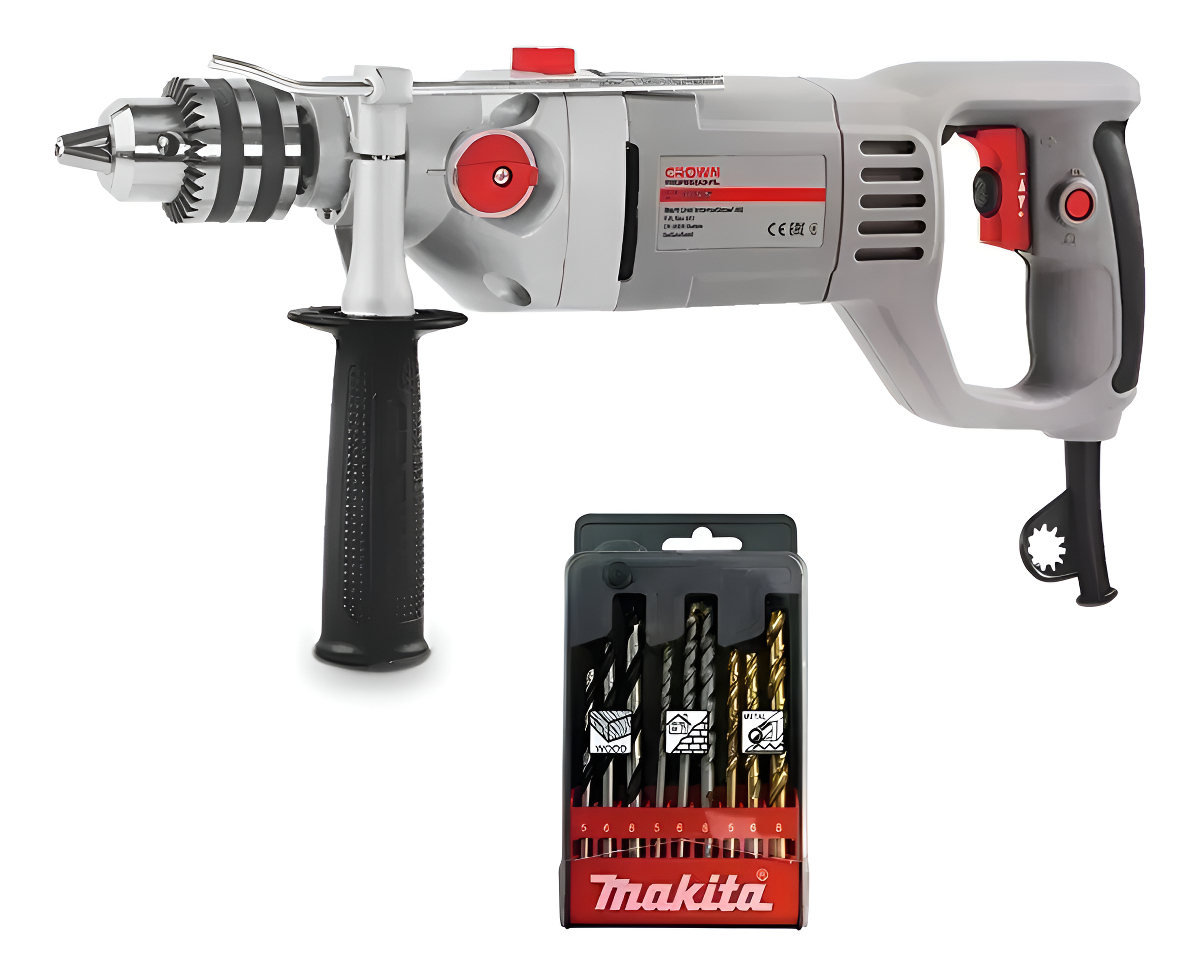 Taladro Percutor 1050w 16mm Crown Ct10032+ Mechas