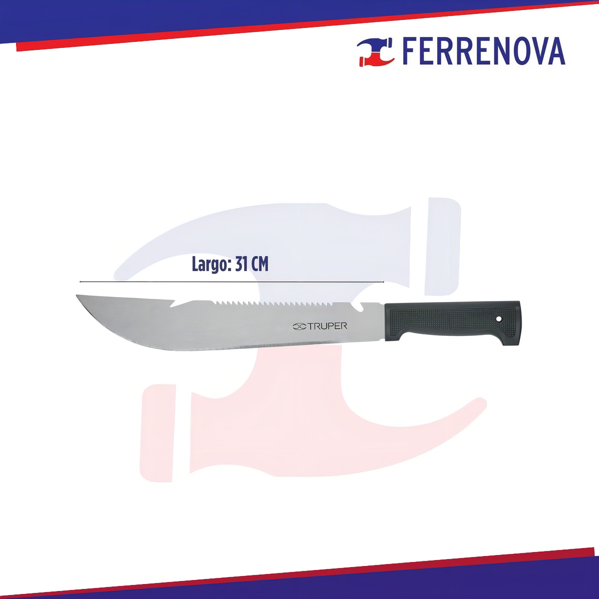 Machete Rambo 12' Cacha Inyectada Negra, Con Funda, Truper - Imagen 5