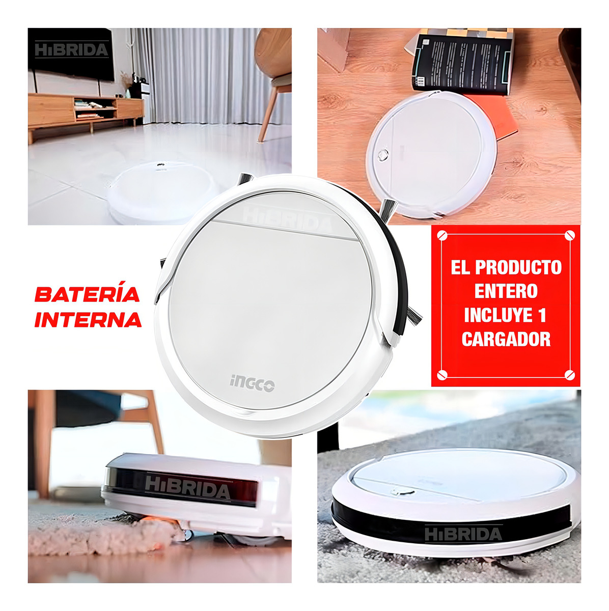 Aspiradora Robot Litio 2000 Mah Ingco Vcrr30201 Color Blanco - Imagen 2