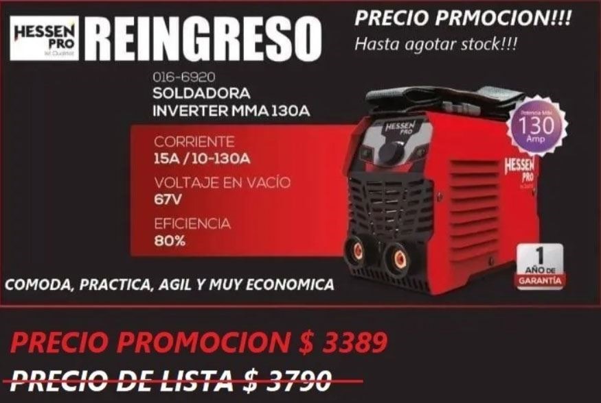 Soldadora Inverter Hessen Pro 130 Amp Gtia 1 Año - Imagen 2