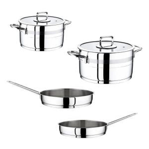 Juego Bateria Cocina Acero Inox 4 Piezas Triple Fondo