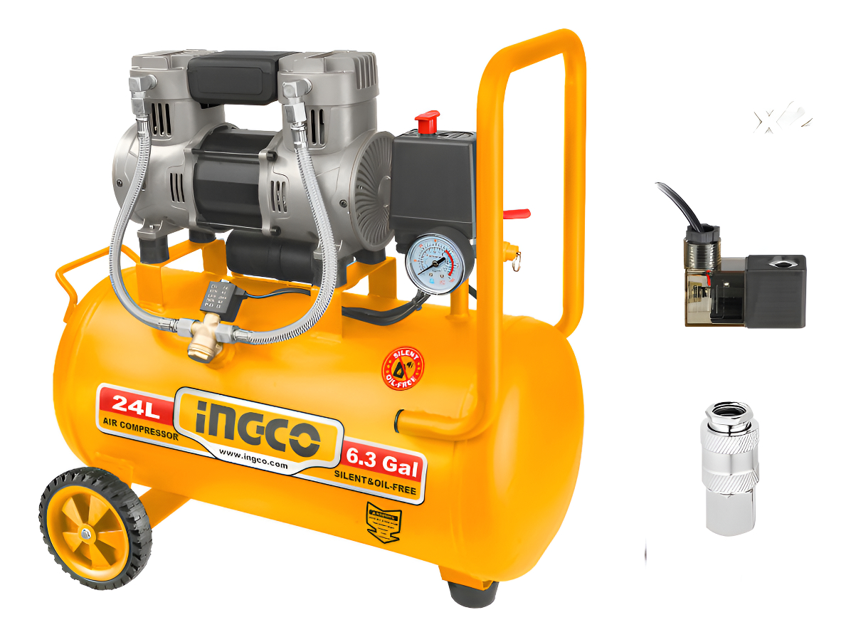 Compresor 24lt 1.5hp Libre De Aceite Bajo Ruido Ingco - Imagen 2
