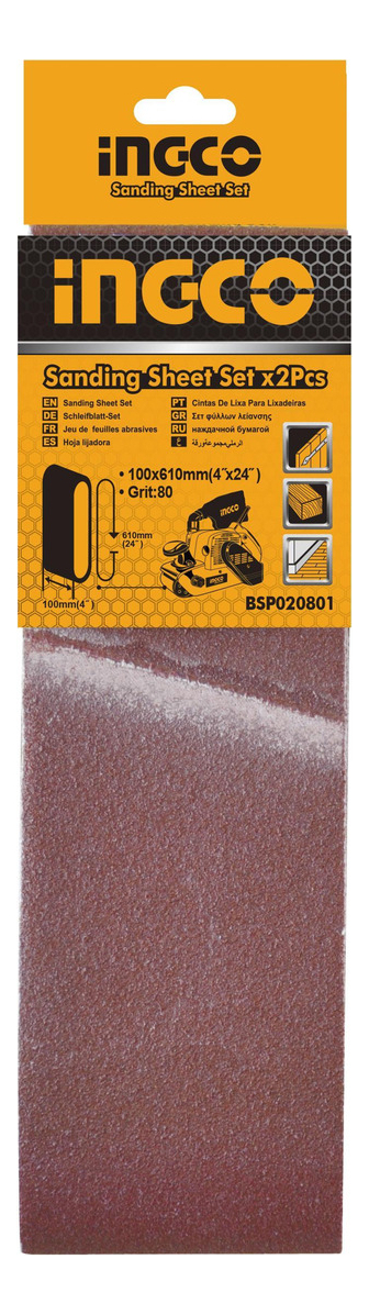 Lijas Banda X2 Unidades 610x100mm Grano 80 Ingco Bsp020801 - Imagen 3