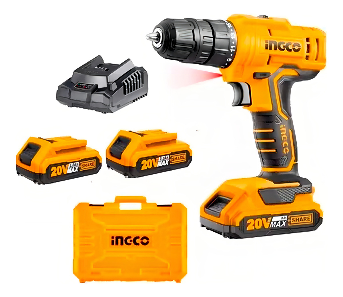 Destornillador/taladro A Batería Ingco Cidli20605, 20 V 1/2 Naranja - Imagen 2