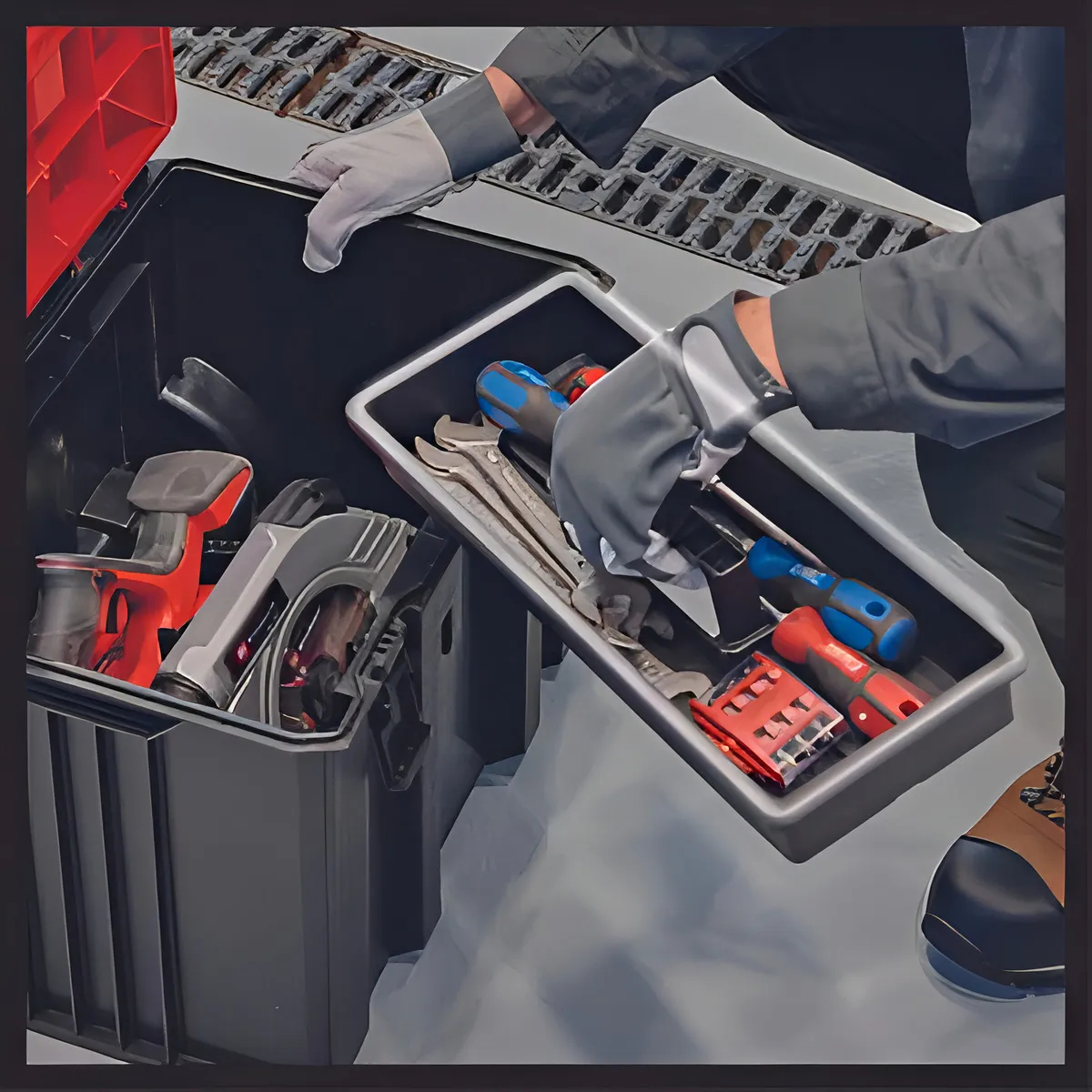 Maletin Plástico Apilable Einhell E-case M Rojo - Imagen 5