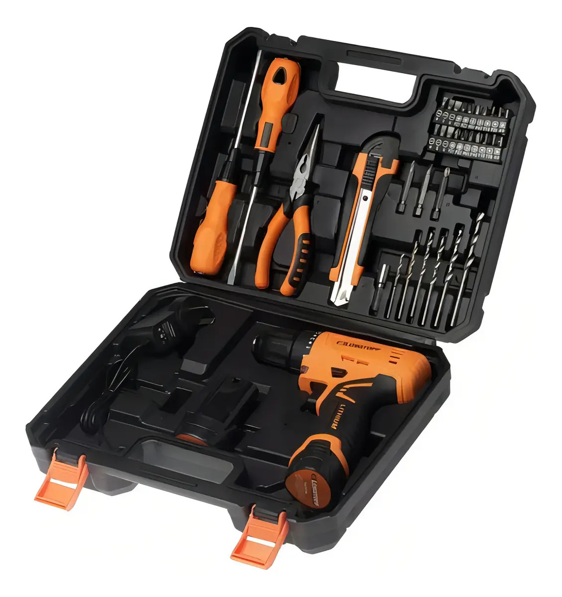 Taladro Atornillador Inalambrico Lusqtoff 2 Baterias 12v + Kit 32 Acc Naranja - Imagen 3