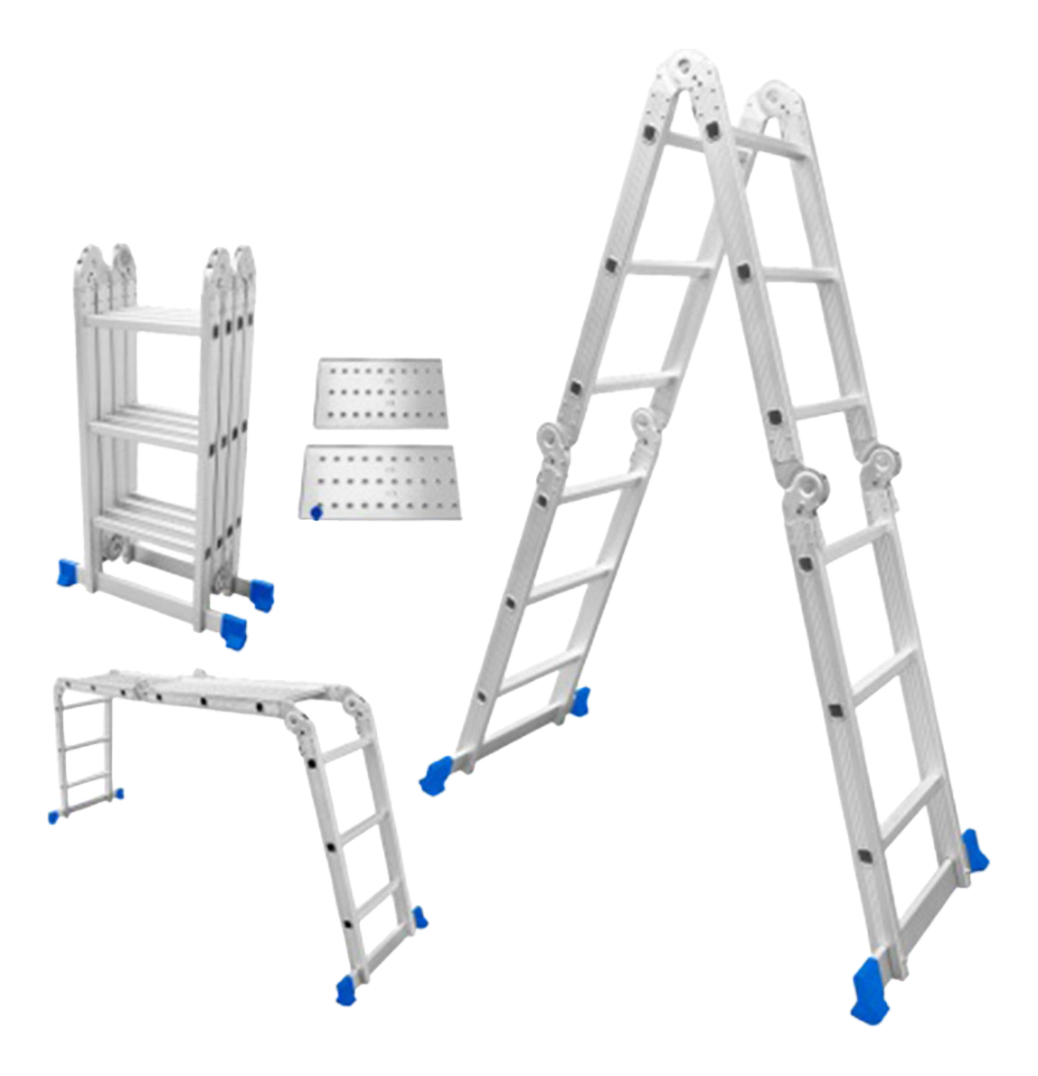 Escalera Andamio 12 Escalones Aluminio Con Plataforma Wadfow - Imagen 2