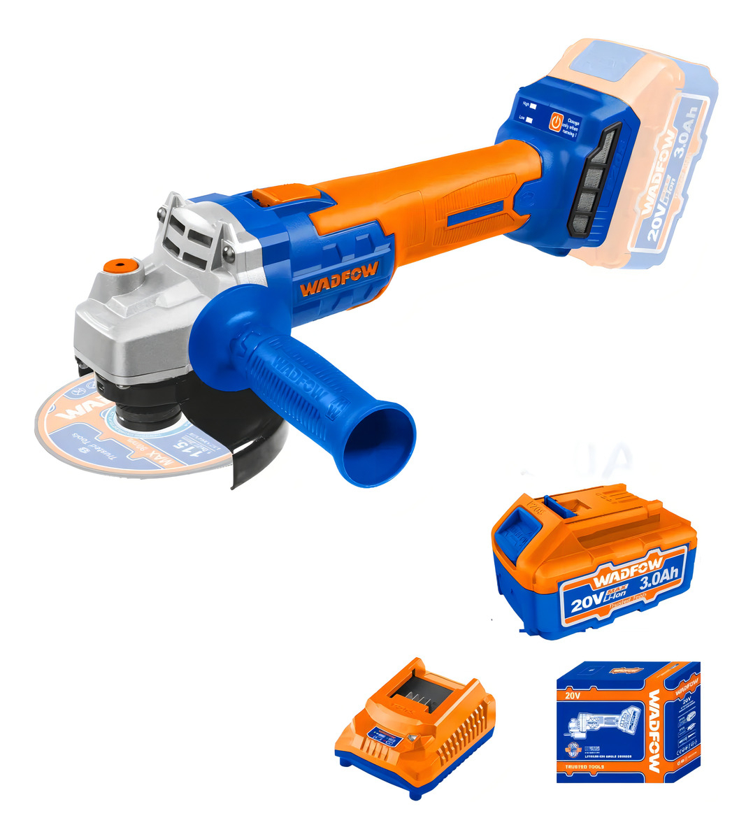 Amoladora A Bateria 20v C Bat 3amp Y Cargador Wadfow Wlapm21