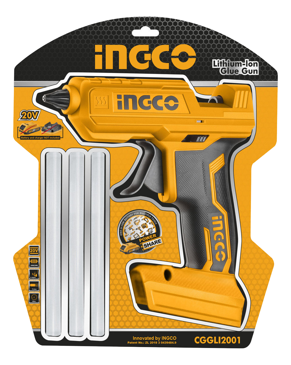 Pistola Silicona A Bateria 20 Volt Linea P20s Ingco Cggli200 - Imagen 3