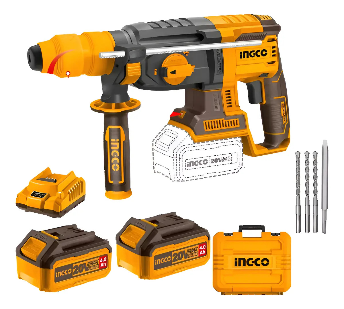 Rotomartillo 20v P20s 26mm 4 Funciones C Adaptador Ingco