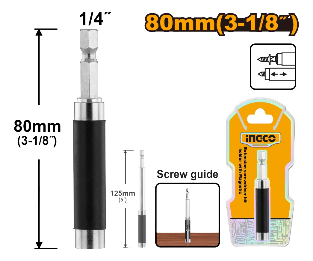 Adaptador Ingco De 1/4 Pulgadas Con Guía Retráctil Abh30801 - Imagen 3