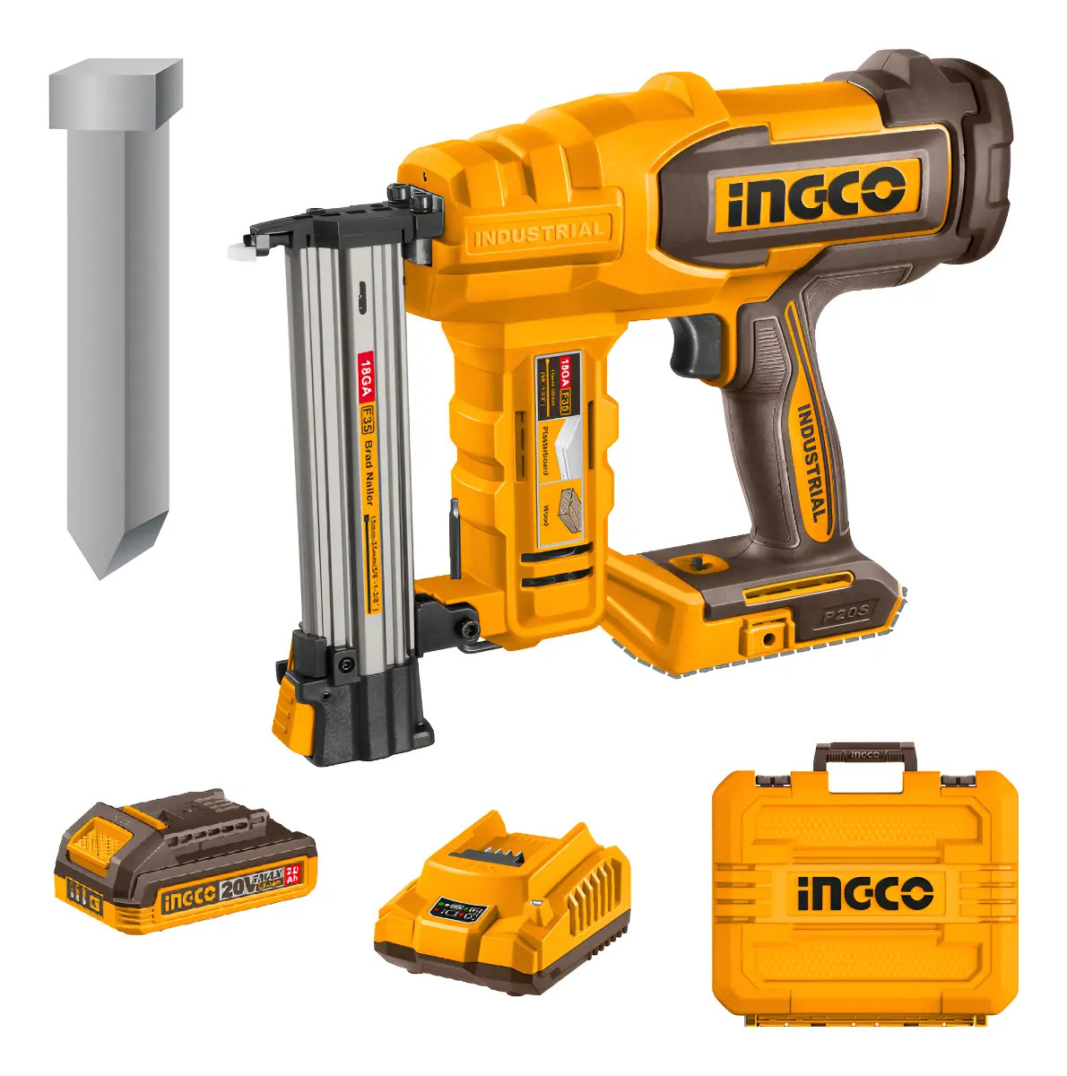Clavadora A Batería 20v 35mm Batería Cargador Valija Ingco