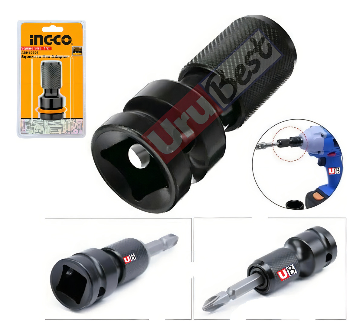 Adaptador De Impacto De 1/2 Pulgada A Hexagonal 1/4 Ingco - Imagen 2