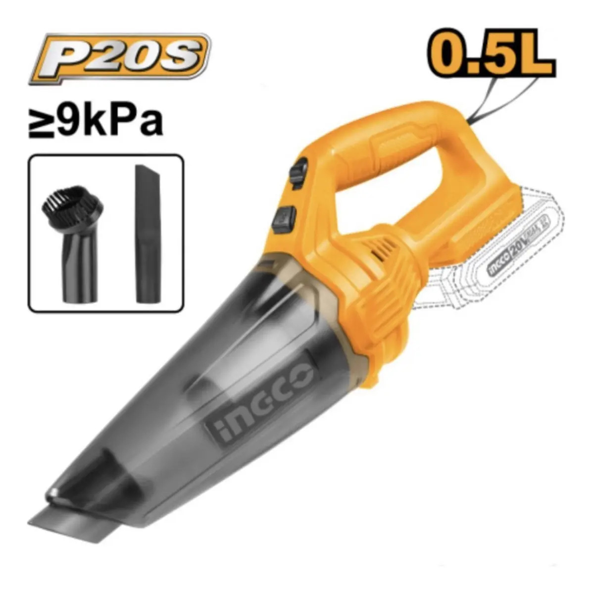 Aspiradora 20v Para Auto Ingco Cvli2001 + Batería + Cargador - Imagen 3