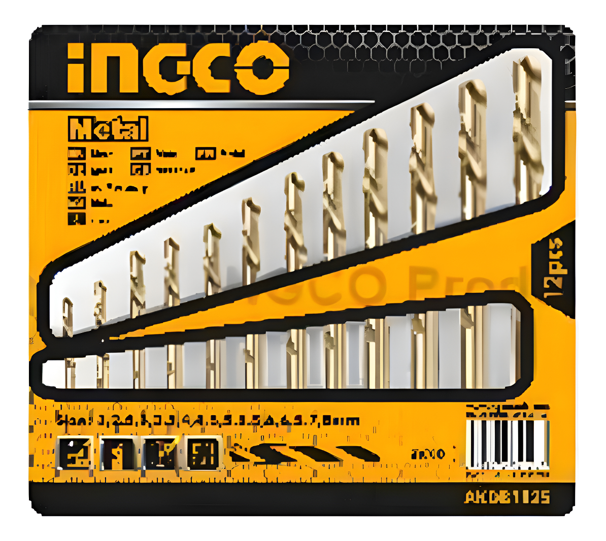 Set 12 Mechas Taladro Metal 2-8mm Blister Ingco Akdb1125