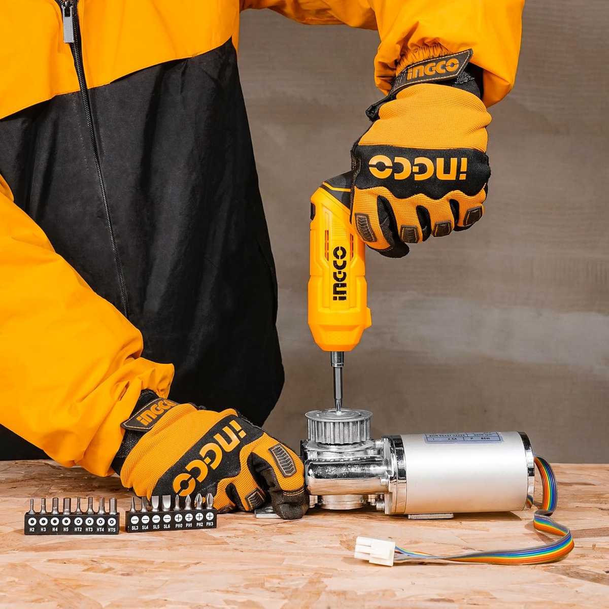 Atornillador Inalámbrico Ajustable Con Accesorios Ingco Naranja Claro - Imagen 7