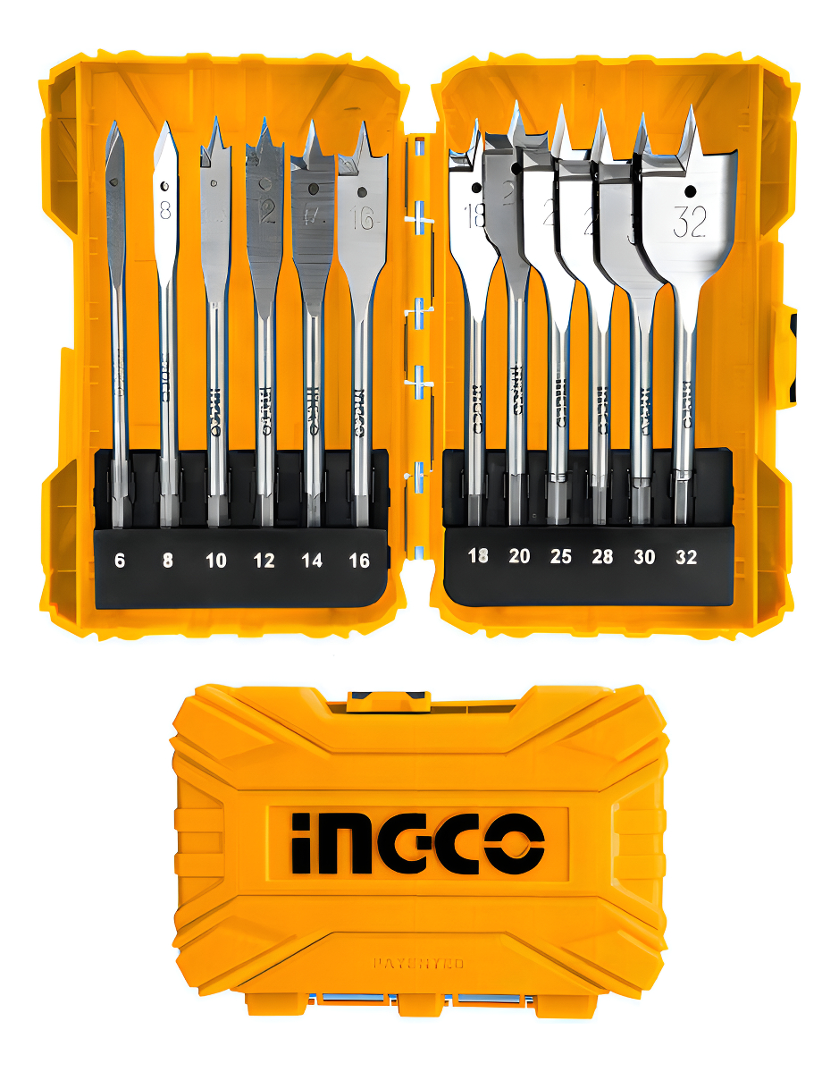 Set De Brocas Planas Para Madera Industrial 12 Piezas Ingco