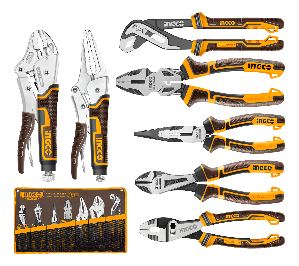 Set X 7 Pinzas Surtidas Herramientas Manuales Ingco Cos23036