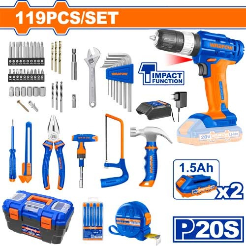 Set 119 Pcs Taladro Con Percutor Wadfow Wdt1b119 - Imagen 2