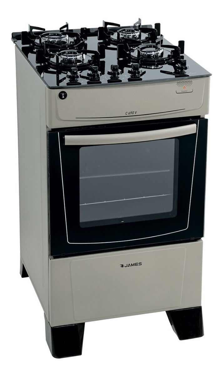 Cocina Gas Mesa Vidrio Templado James C 690 V Titanium Titanio