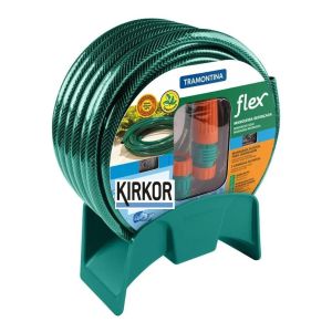 Manguera Para Jardín Flex 25 Mts Acoples Soporte Tramontina