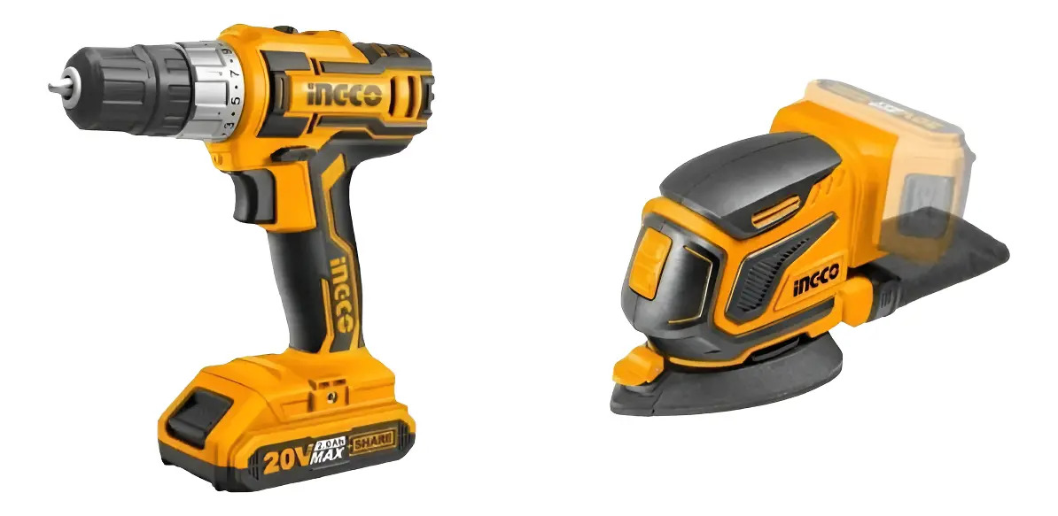 Kit Carpintero Ingco Taladro Atornillador Lijadora Orbital