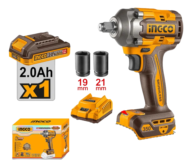 Llave De Impacto A Batería Ingco Ciwli20351 + Accesorios - Imagen 3