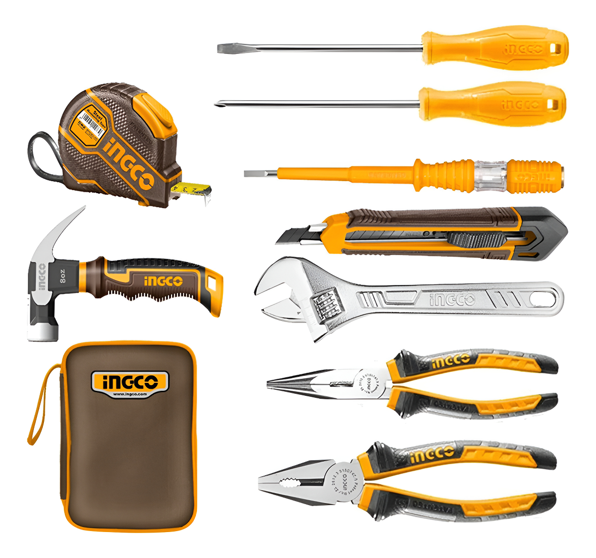 Kit Juego Herramientas Manuales En Estuche 9 Piezas Ingco
