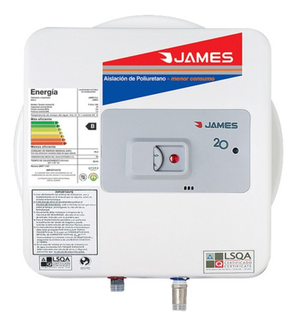Calefon Termotanque James 20 Litros Acero Color Blanco