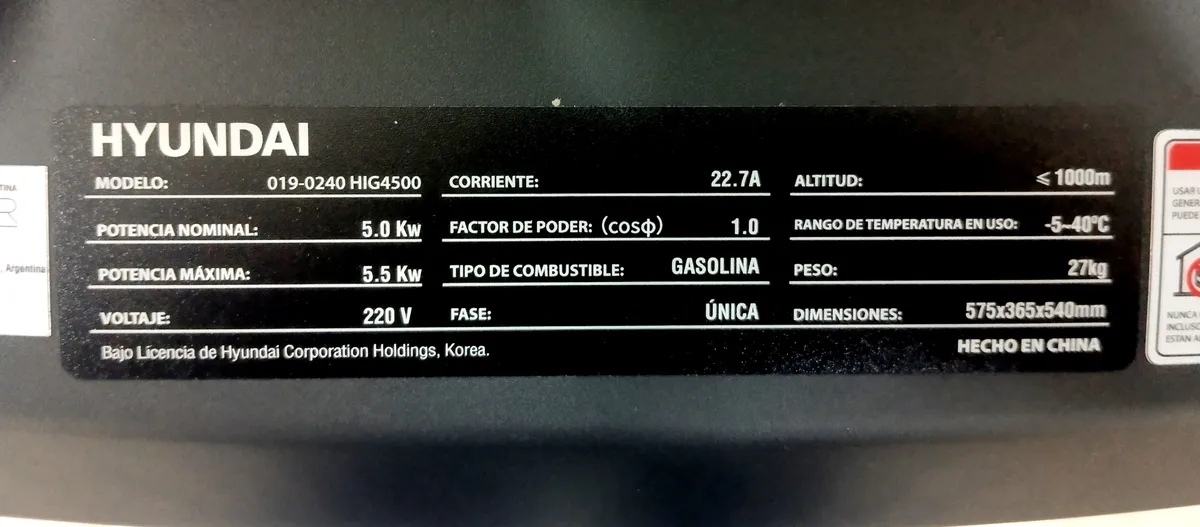 Generador Inverter Insonorizado Hyundai Hig4500 5500w - Imagen 4