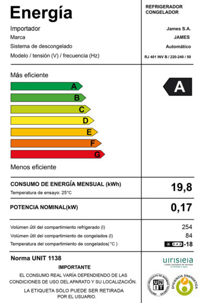 Refigerador James Rj 401 Inverter Blanco Frio Seco - Imagen 2