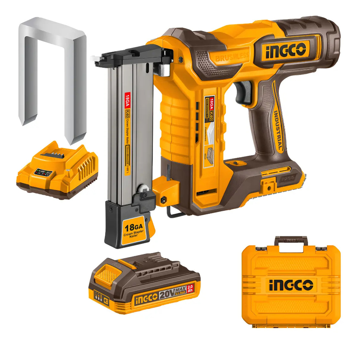 Engrapadora 20v 40mm Brushless Con Accesorios Ingco