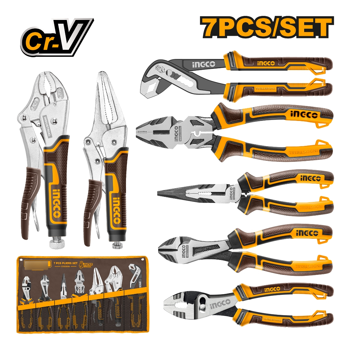 Set X 7 Pinzas Surtidas Herramientas Manuales Ingco Cos23036 - Imagen 3