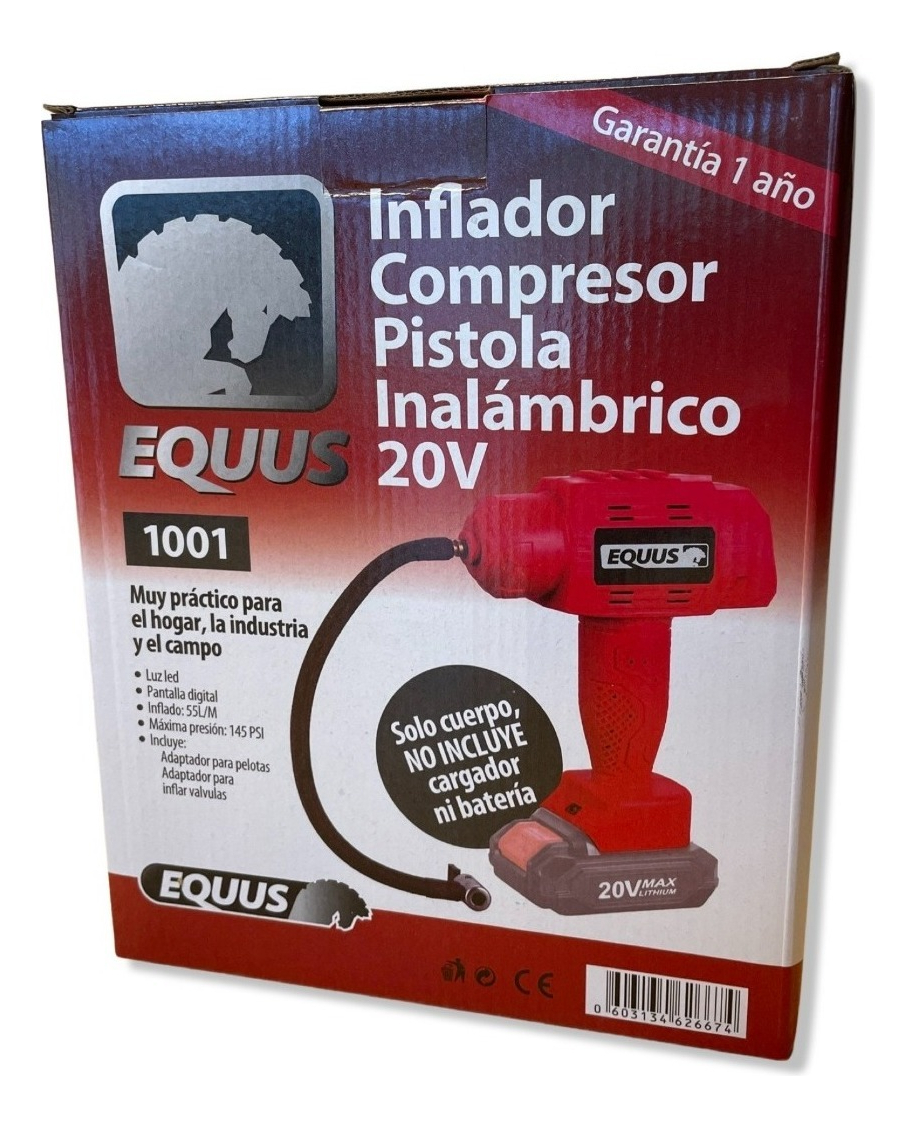 Inflador Compresor Pistola Inalámbrico Equus 20v Equus Rojo - Imagen 4