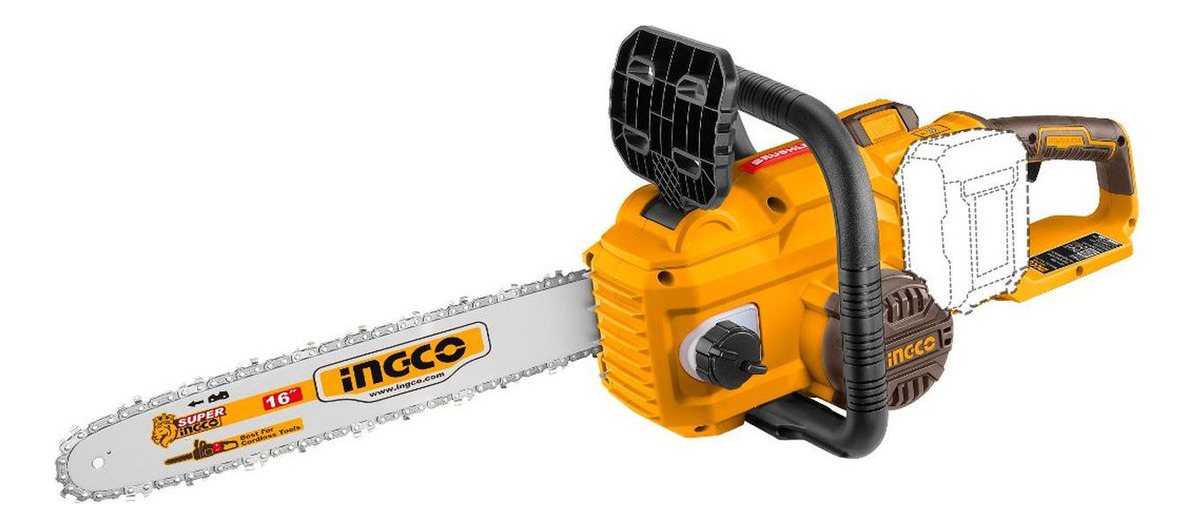 Motosierra Ingco S/carbones, Funciona Con 2 Baterías Color Naranja Claro