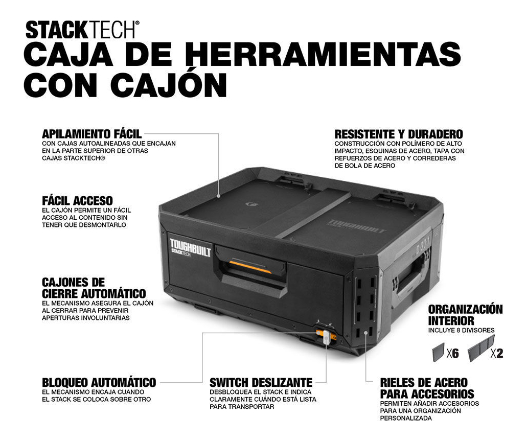 Caja Con 1 Cajón Extraible Stacktech Tb-b1-d-30-1 Toughbuilt - Imagen 4