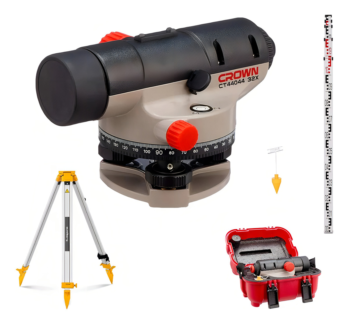 Combo Nivel Óptico 100mts + Regla De 5mt + Tripode Crown Jap