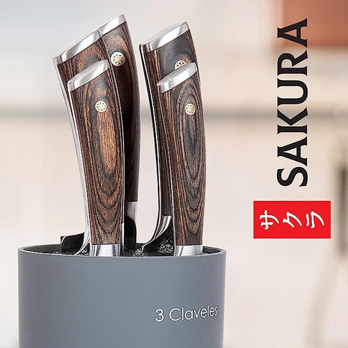 Cuchillo Santoku 17.5cm Sakura 3 Claveles Madera - Imagen 5