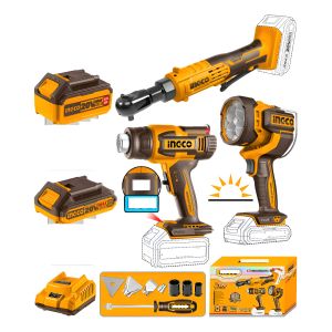 Kit Combo Crique 20v Pistola Calor Linterna + Baterias Ingco