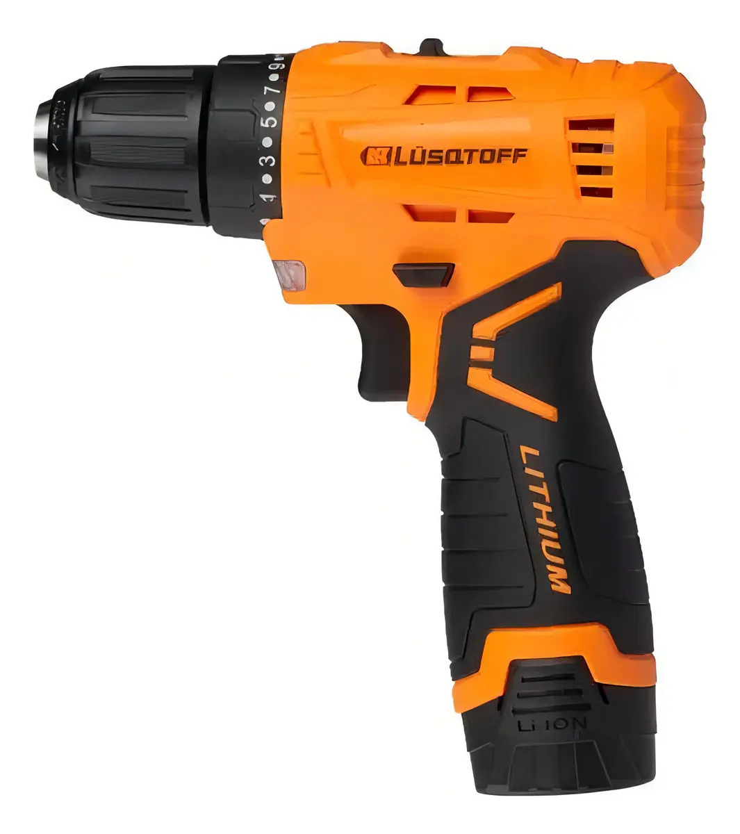 Taladro Atornillador Inalambrico Lusqtoff 2 Baterias 12v + Kit 32 Acc Naranja - Imagen 2