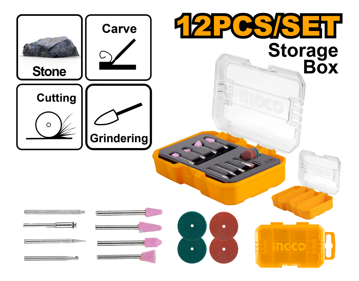 Set X 12 Accesorios Mini Torno Ingco Akmg2012 - Imagen 2