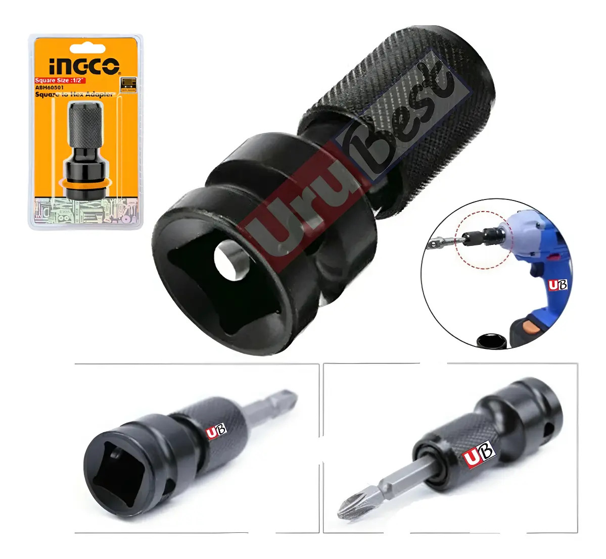 Adaptador 1/2 A 1/4 Ingco Para Puntas En Llave De Impacto Ub