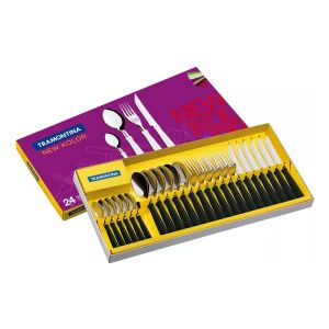 Juego De 24 Cubiertos Tramontina New Kolor Negro