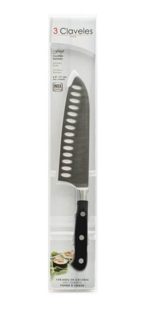 Cuchillo Santoku 3 Claveles Forge 17cm Acero Inoxidable Alveolado - Imagen 4