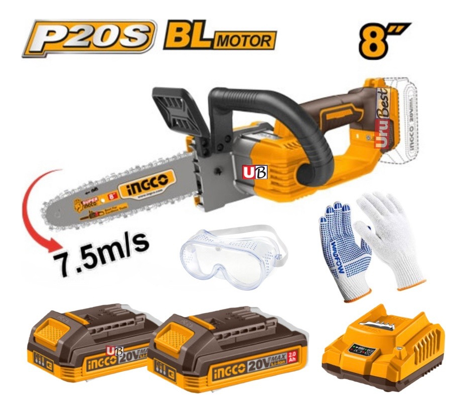 Motosierra 8 PuLG 20v + 2 Baterías + Cargador Ingco Cgsli208 - Imagen 2