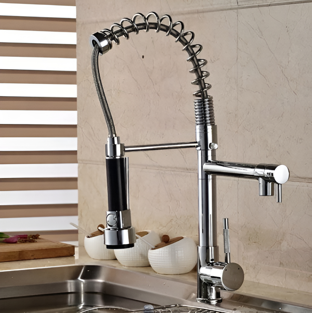 Monocomando Cocina Cheff Con Doble 2 Canilla Extensible