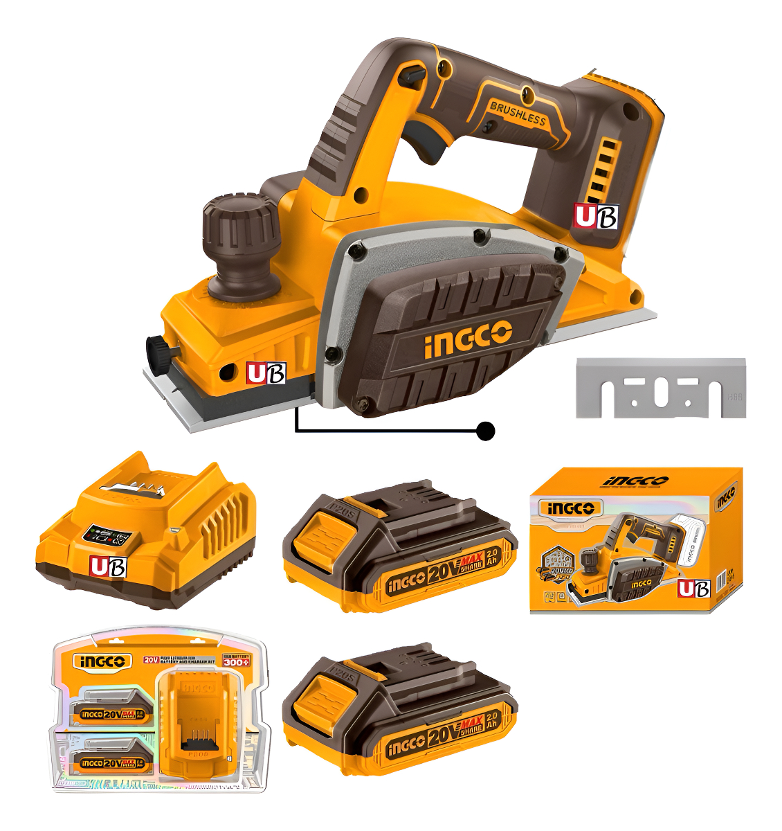 Cepillo Garlopa Carpintero C/ 2 Baterias 20v Ingco Crli204