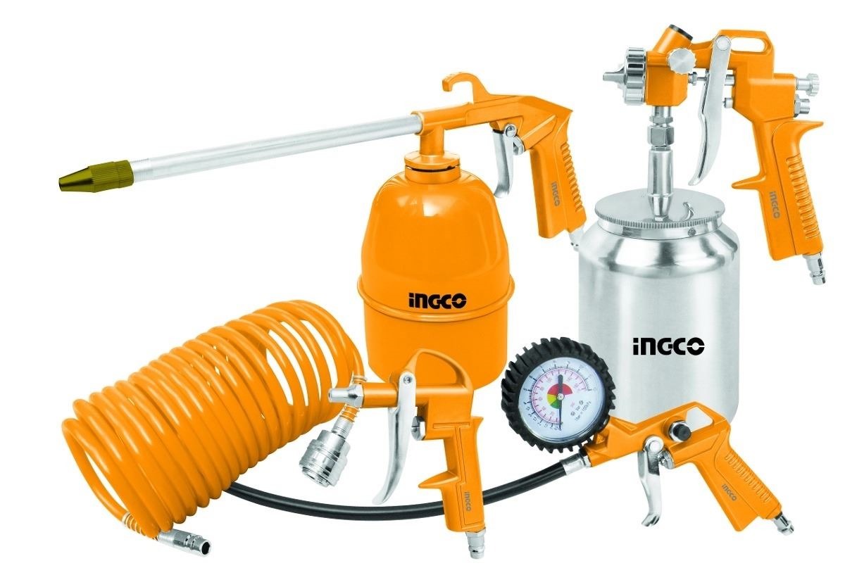 Kit Compresor Aire Pistolas Y Mangueras Ingco 1/4'' Kirkor