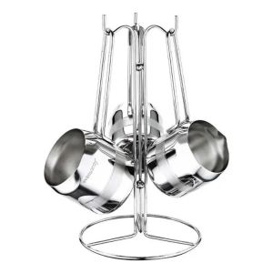 Jarrito Acero Inox Para Cafe Turco X 3 + Soporte Evimsaray