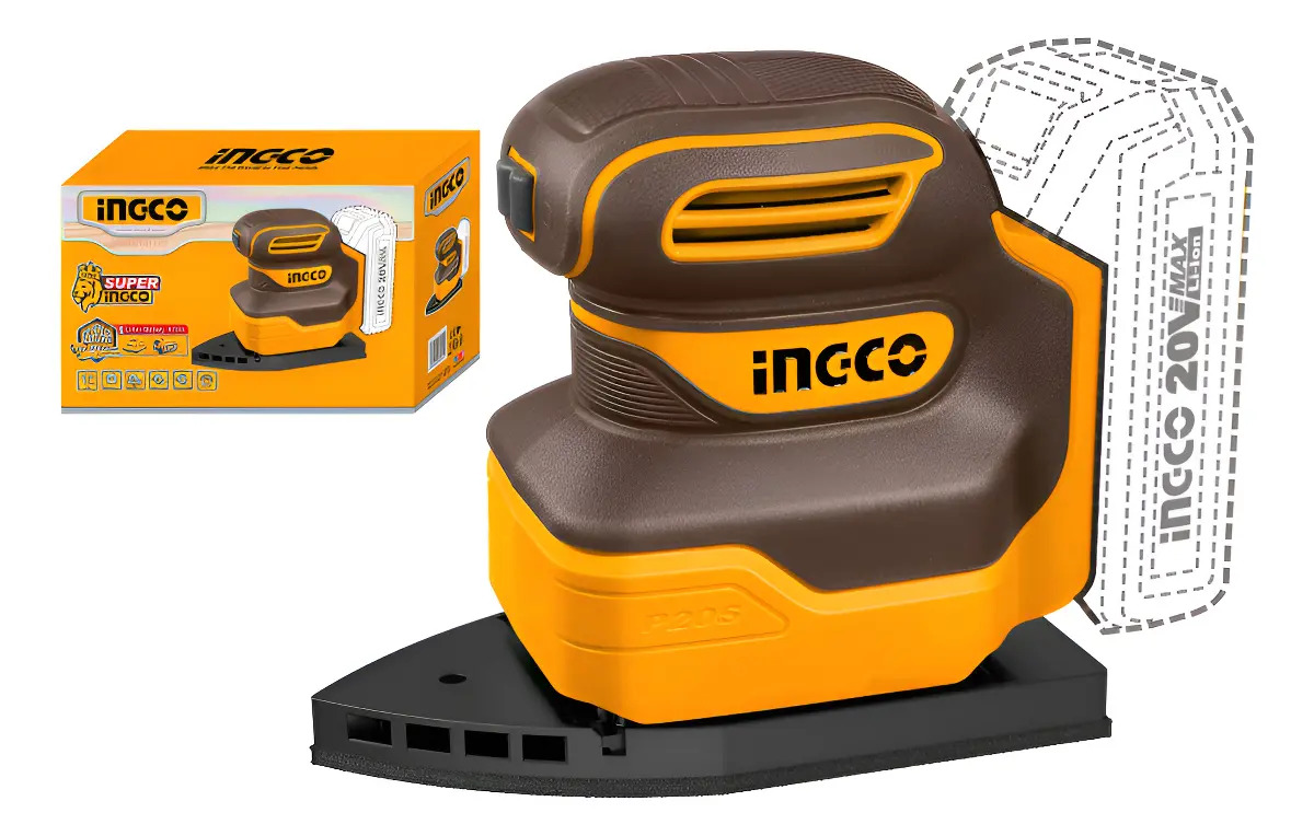Lijadora Orbital Delta A Batería 20v + Acc Ingco Cpsli20141